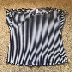 Plus Size Lilian Navy Blue & White Women’s Blouse